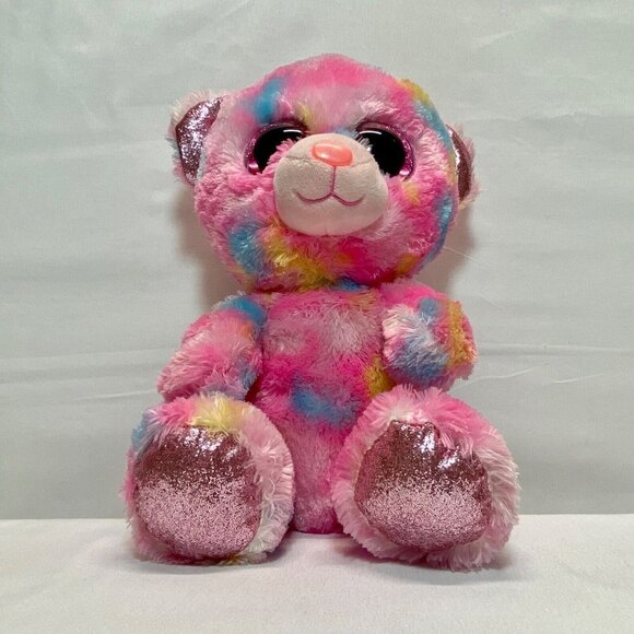 Ty Beanie Boos Franky 10" Rainbow Tye Dye Bear Pink Glitter Eyes 2018 Plush VHTF - Picture 11 of 11